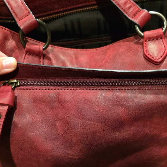 Frye Deep Red Leather Tote Bag - Picture 2 of 7